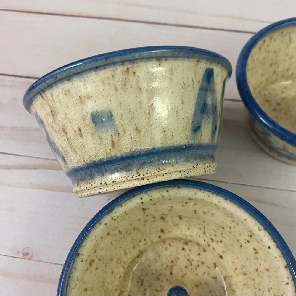 Apple Baker Studio Art Pottery 3 pc Lot Signed Speckled